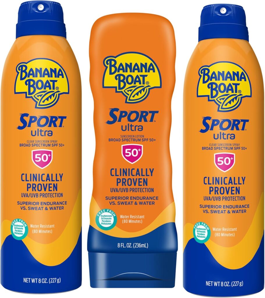 Banana Boat Sport SPF 50 Sunscreen Triple Pack, 8 oz each (Pack of 3)