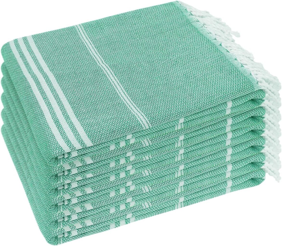 YSYJ Turkish Beach Towel 6 Pack Beach Towels 36″x71″ Beach Towel Oversized Sand Free Turkish Towel Quick Dry Bath Towels Teal