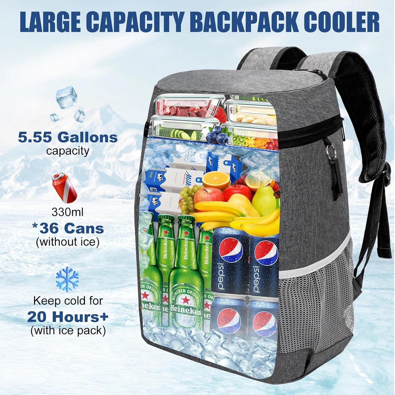 Backpack Cooler Insulated Leakproof, Soft Cooler Backpack for Beach